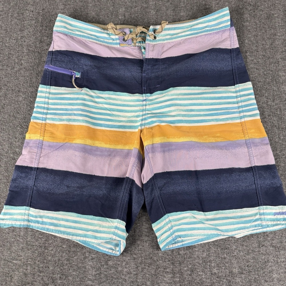 Patagonia Board Shorts Mens 34 Striped Multicolor Surf Swim Trunks